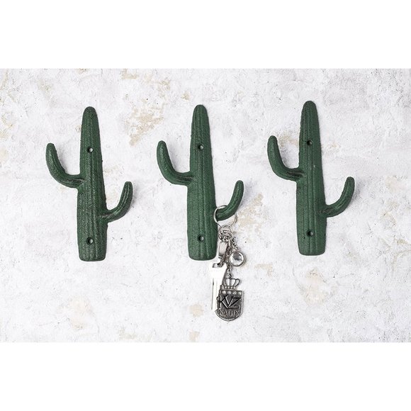 Single (x1) Cast Iron Cactus Wall Hook - Picture 4 of 6